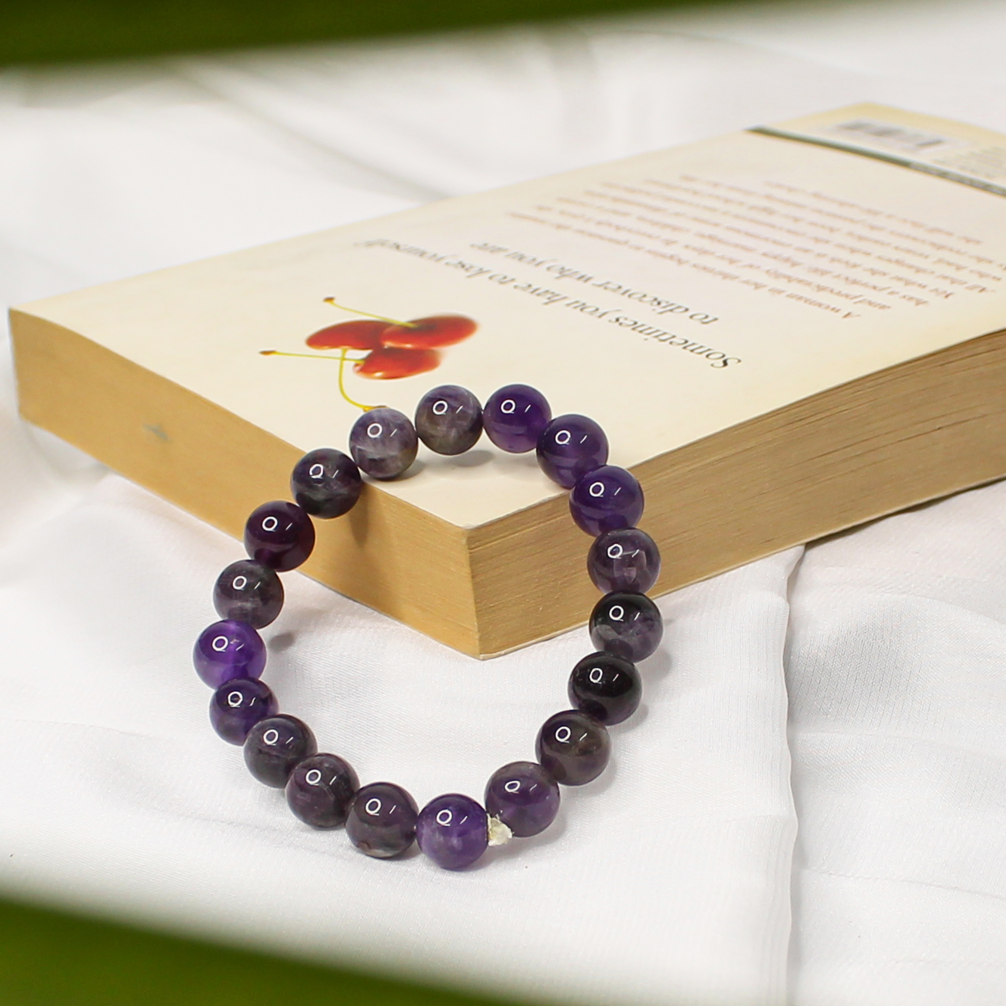 Amethyst Healing Bracelet with Cremation Ashes  Memorial Glass  Jewelry